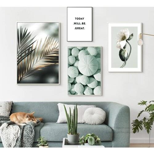 Nordic Mint Green Plant Art Canvas Painting Posters And Prints Simple Style Wall Pictures For Living Room Home Decor No Frame