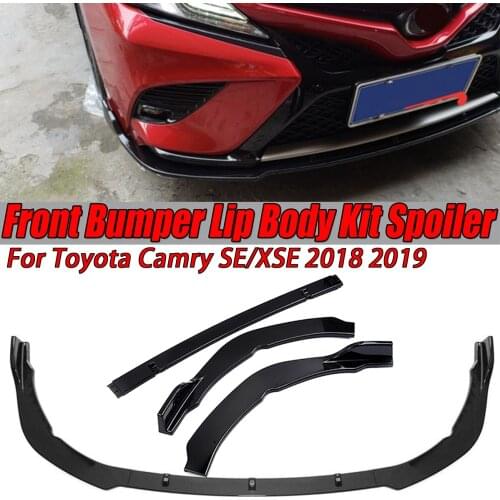 Carbon Look/ Black 3pcs Car Front Bumper Lip Splitter Cover Trim Spoiler Diffuser Deflector For Toyota Camry SE/XSE 2018 2019