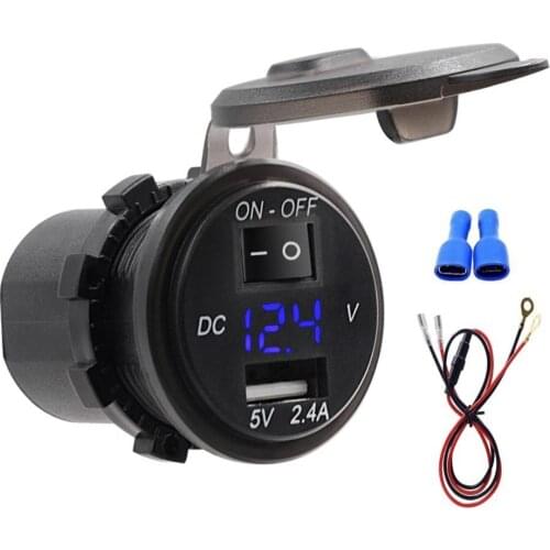 Universal Car Charger LED Display Car Boat Motorcycle USB Charger Voltmeter with Switch зарядка автомобильная авто зарядка