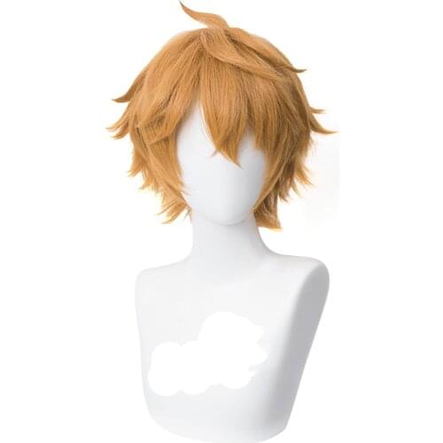 VEVEFHUANG Kосплей Genshin Impact Tartaglia Cosplay парик аниме Short Christmas Brown Wig Anime Heat Halloween Xmas Party Daily