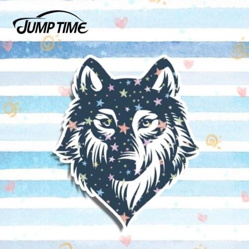 Jump Time 13cmx11cm Chalk Stars Husky Wolf Funny Decal Vinyl Animal Stickers Car Styling Waterproof Laptop Motor Car Accessories