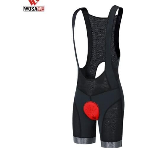 WOSAWE Bicycle Bib Short Men Outdoor Wear Bike Bicycle Cycling 3D Padded Riding Bib Shorts Black Cycling Bib Shorts