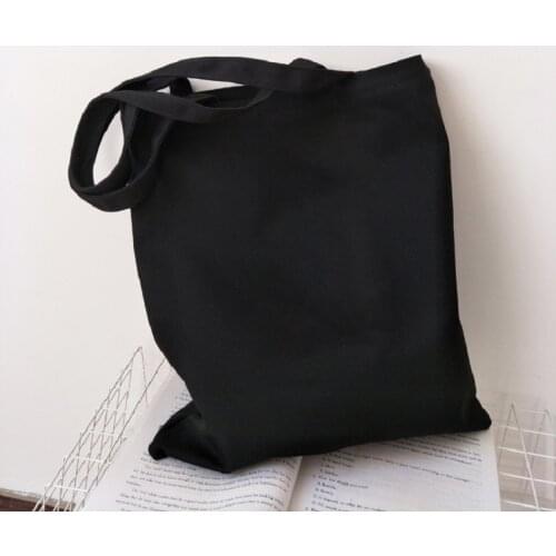 Harajuku Solid color Canvas Womens College Ulzzang Korean Black Large Capacity White DIY Casual Fashion Shoulder Bags