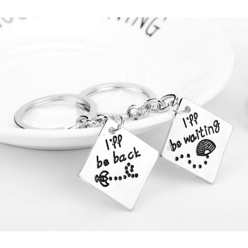 1 pair Lovers Couples Keychain Key Rings Letters I'll Be Back, I'll Be Waiting Keyfob Best Friends Key Chain Romantic Trinket-50