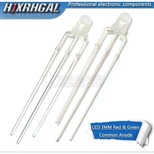 100pcs LED 3mm Round Diffused Red & Green two Color Common anode LED Diode Light Emitting Diode new and original hjxrhgal