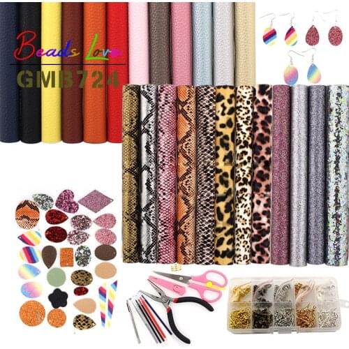 24pcs Earring Making Set Double-Sided Faux Leather Earrings Jewelry Making Supplies Kits for Diy Women Jewellery Accessories