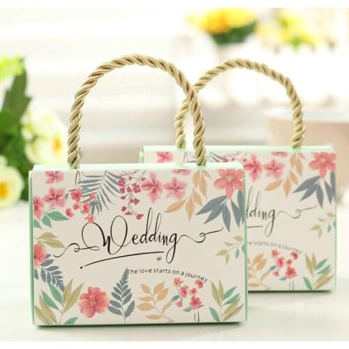 25pcs/lot Fresh Style Forest Flower Tree Green Wedding Candy Box Beautiful Party Decoration Flower Leaf Candy Gift Handing Box