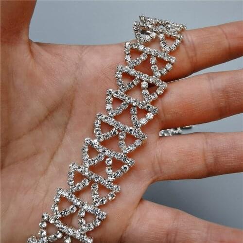 30cm Rhinestone Crystal Chain Bling Diamante Diamond Trim Ribbon Gem Sparkle 0.79" Width Wedding Dress Necklace Applique Cake
