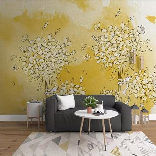 Milofi custom 3D wallpaper mural modern minimalist yellow flower childrens room background wall decoration wallpaper