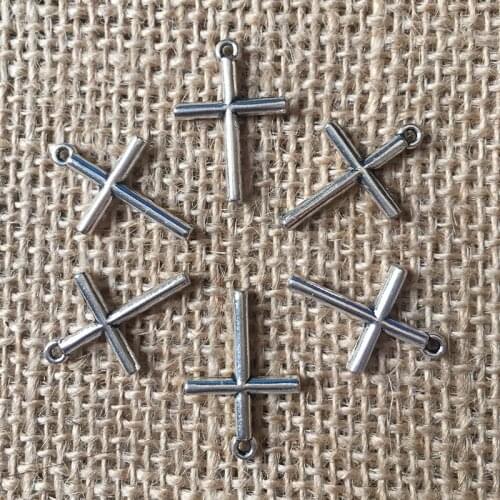 44 Pcs/lot 23x16mm Jesus Cross Charms for Jewelry Making Pendant Silver Color DIY Necklaces Earring Bracelets A148
