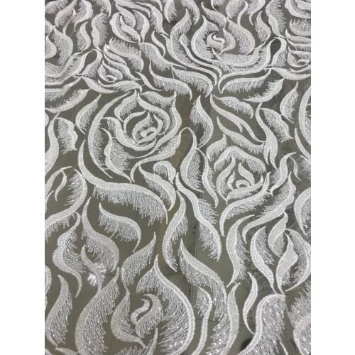 5yards embroidery beaded fabric best quality SYJ-7817 african tulle mesh lace Fashion design