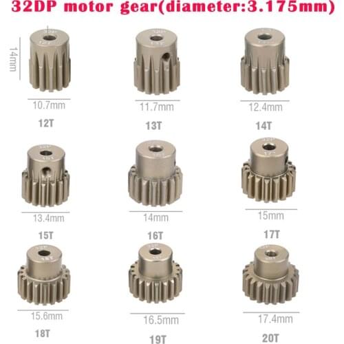 RC car motor gear 32DP 3.175mm Pinion 12t to 20t for 1/18 1/16 1/12 1/10 1/8 RC Buggy Monster Truck drift car Off-road Crawler
