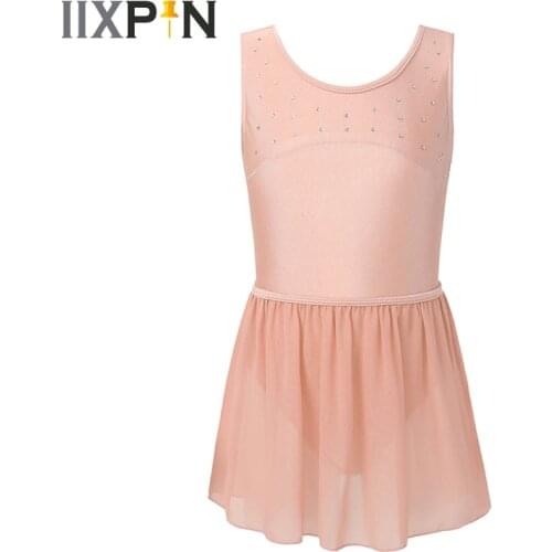 IIXPIN Ballet Dress Gymnastics Leotards For Girls Kids Sleeveless Ballet Dancewear With Mesh Skirts Set Lyrical Dance Costumes