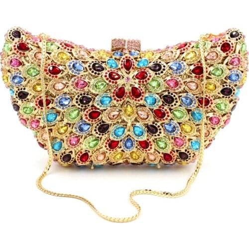 BL019 Luxury diamante evening bags octagon colorful clutch bags women party purse bags crystal sacoche pochette handbags