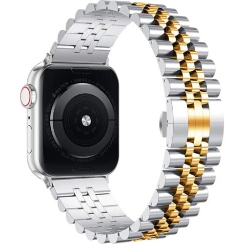 Link Bracelet for Apple Watch band 44mm 40mm 42mm 38mm Stainless Steel metal button iwatch band for Apple watch serie 6 5 4 3 se