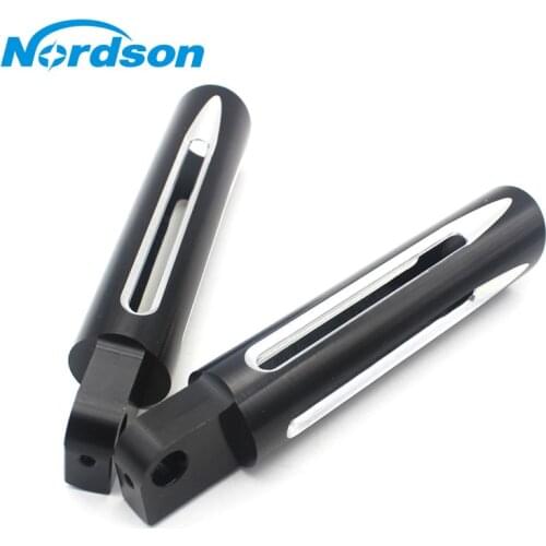 1Pair Black Aluminum Hollow Motorcycle Front Footrest Foot Pegs For Harley Sportster Touring Custom Dyna Softail