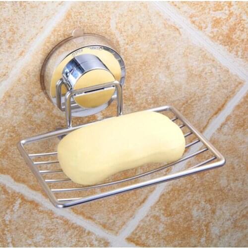 Stainless Steel Soap Holder Box Drain Soap Dish Tray Free Drilling Bathroom & Kitchen Accessory Super Plastic Sucker