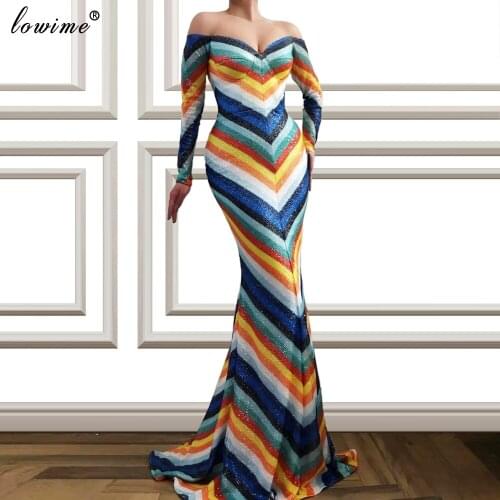 Dubai Muslim Long Evening Dresses 2020 Arabic Special Robe De Soiree Turkish Couture Prom Dress Party Sequins Women Gowns Custom