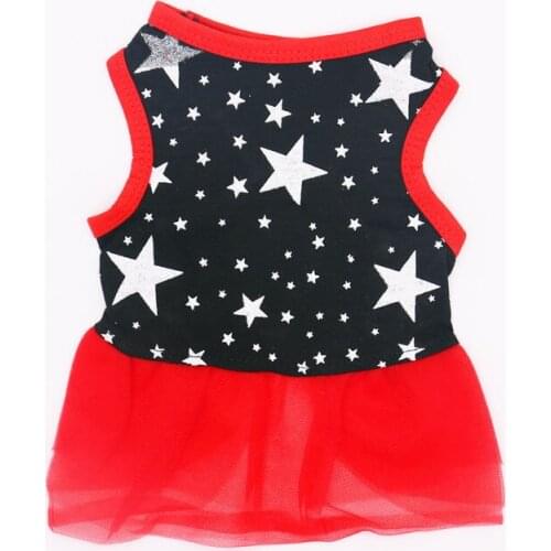 Double Layer Lace Dog Dress Star Printed Pet Skirt For Small Medium Dogs Summer Pets Clothes Puppy Poodle Teddy Cupcake Dresses