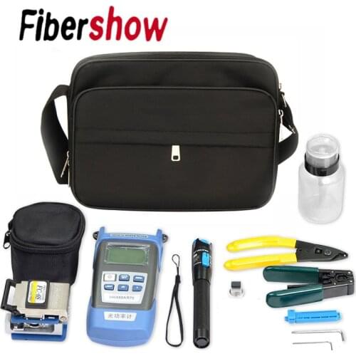 FTTH Fiber Optic Tool Kit with Fiber Cleaver -70~+10dBm Optical Power Meter Visual Fault Lcator 5km