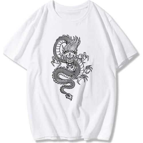 Chinese dragon t-shirt female ulzzang Harajuku T-shirt streetwear top retro printing T-shirt summer new casual womens clothing