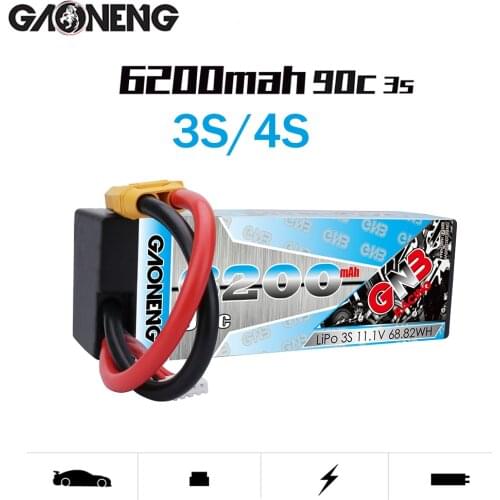 Gaoneng GNB 6200MAH 90C Plus RC1:8 Outgoing Cable 1P 3S 4S FPV Battery 11.1V 14.8V Hard Shell Off-road Car Batteries