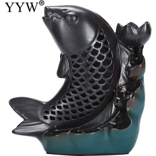 Carp Incense Burner Lotus Backflow With Light For Usb Creative Retro For Home Or Office Decoration Incense Stick Holder