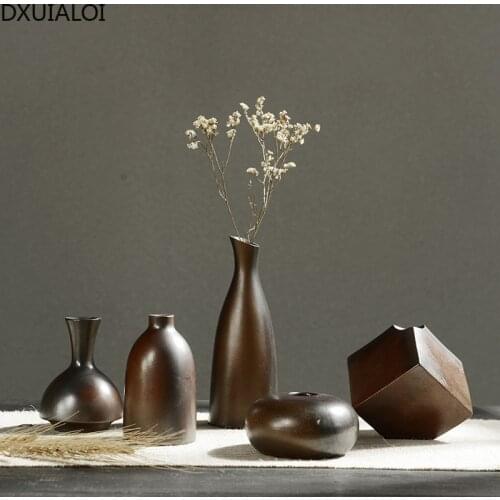 Ceramic wood-burning retro small vase Japanese Zen home hydroponic floristry dried flower desktop small decoration DXUIALOI