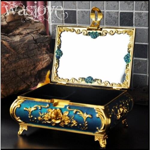 Classic metal European Gothic acrylic makeup organizer princess jewelry keepsake souvenir box case jewelry box organizadorZ003B