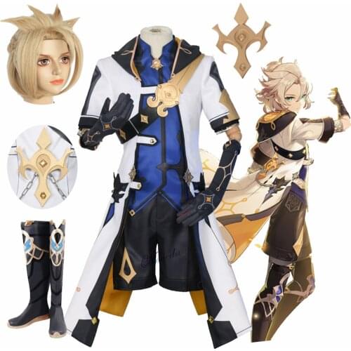 Game Genshin Impact Cosplay Costume Albedo Cosplay Genshin Project Wigs Boots Outfit Anime Halloween Party Costume