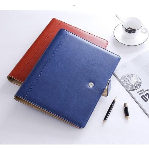 A4 Leather Folder Documents Binder Multi-function Calculator Pen Data Storage Bag Business Organizer Sturdy Office Manager Clip