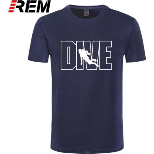 REM Diver Design Brand Man Clothes Top Fashion Dive AQUALUNG Print Mens T Shirt Cotton Short Sleeve O-Neck Diving T-Shirts