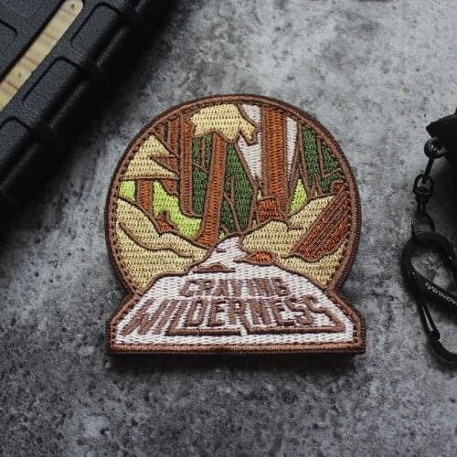 Desire Wilderness Embroidery Patches Mountain Peak Jungle Path Adventure Velcro Landscape DIY Armband For Clothes Backpack Decor