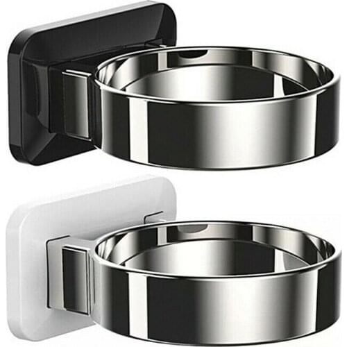 White/Black Hair Dryer Holder Wall Mounted Hair Tools Rack Adhesive Bathroom Shelves Hairdryer Storage Rack