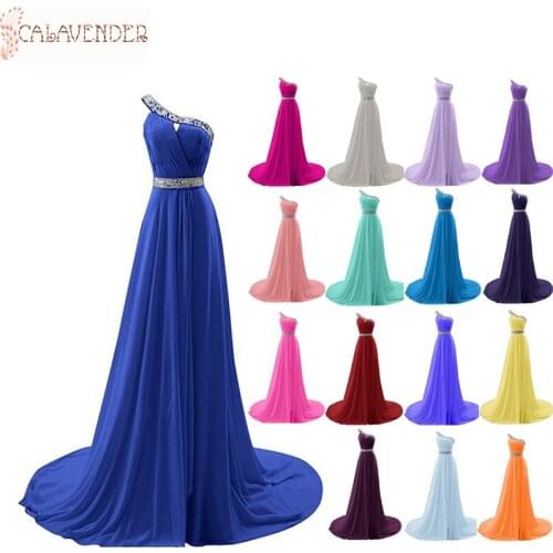 One-shoulder Tiffany Blue Bridesmaid Dresses A-Line Crystals Beaded Maid of Honor Dresses Lace Up Back Wedding Guest Dress