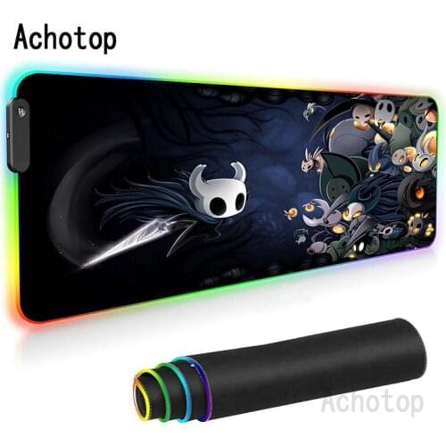 Hollow Knight Mouse Pad RGB Gaming Mousepad PC Computer Pad LED Desk Mat Game Gamepad Office Padmouse large Rubber Mousepads