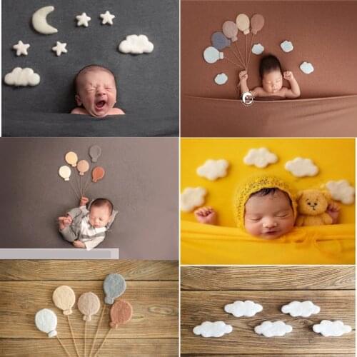 Newborn Photography Props Handmade Wool Felt Star Moon Diy Handmade Baby Jewelry Home Party Decor 5pcs/set