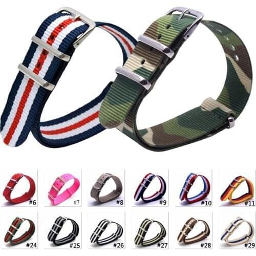 16mm 18mm 20mm 22mm 24mm Nato Strap Fabric Nylon Watchband Buckle Belt Colorful Rainbow Fabric Woven Substitute DW Strap