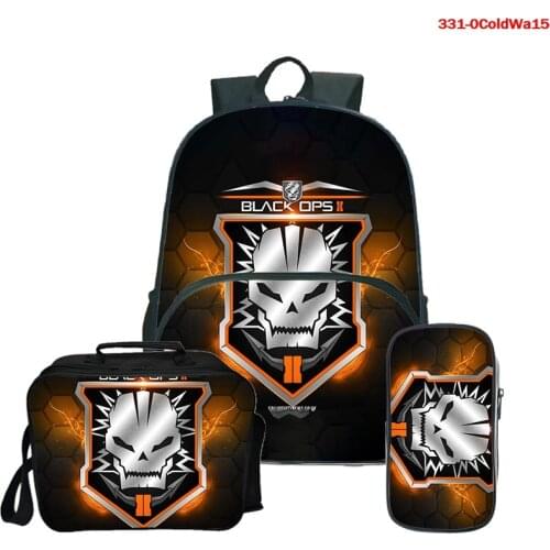 Call of Duty Black Ops Cold War Backpack Pencil Case School Bag for Teenager Boys Girls Lunch Backpack 3Pcs/Sets Travel Rucksack