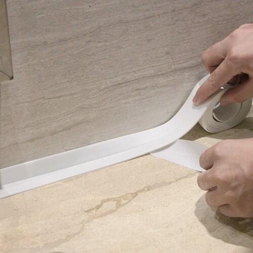 PVC Self adhesive White Tape Waterproof Wall Sticker Tape For Toilet Bathroom Kitchen Sink Border Anti-mildew Sealing Strip Tape