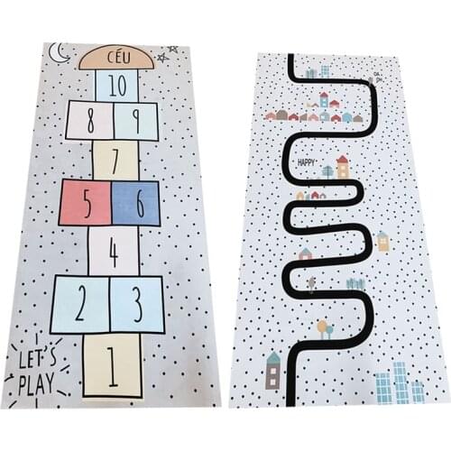 Nordic Baby Hopscotch Game Mat Kids Activity Play Gym Mats Children Infant Adventure Road Rugs Crawling Carpet for Children Room