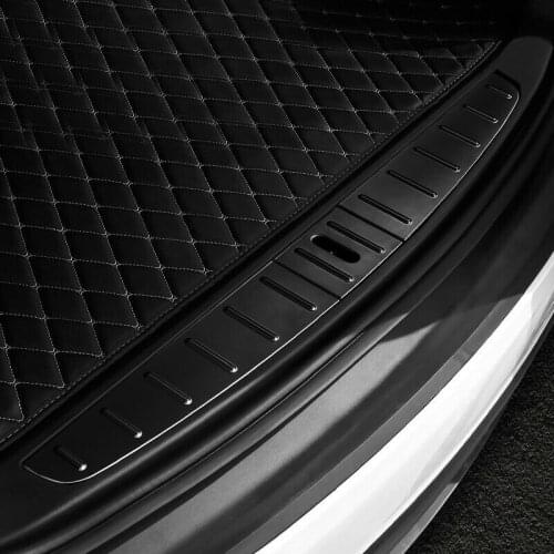Steel Black Inner Rear Bumper Protector Sill Trunk Plate for Tesla Model X 16-19
