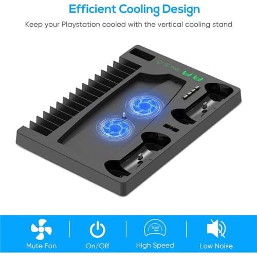 For PS5 Accessories Vertical Cooling Fan Stand For PS5 Dual Controller Charger LED Indicators Charging Station For Playstation 5
