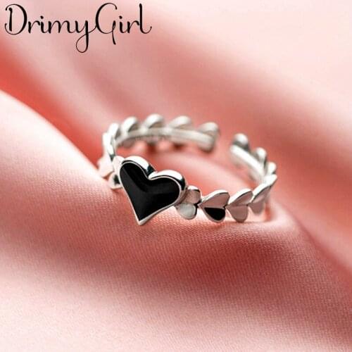 Punk Vintage Black Love Heart Rings For Women Boho Female Charms Jewelry Men Antique Knuckle Ring Fashion Party Gift