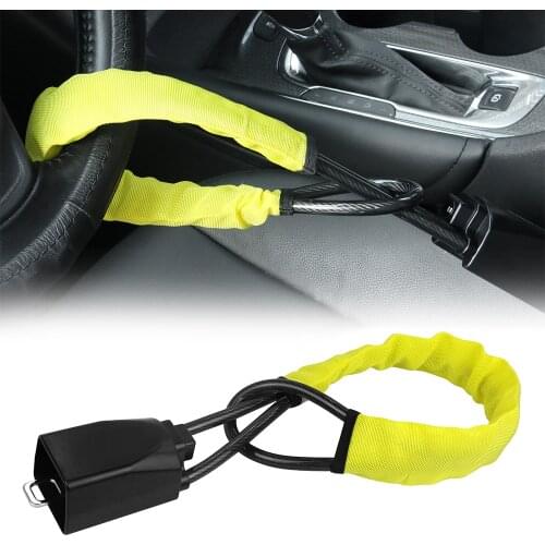 Steering Wheel Lock Seat Belt Lock Security Vehicle Seatbelt Lock Anti-Theft Handbag Lock Fit Most Cars SUV Yellow 2 Keys