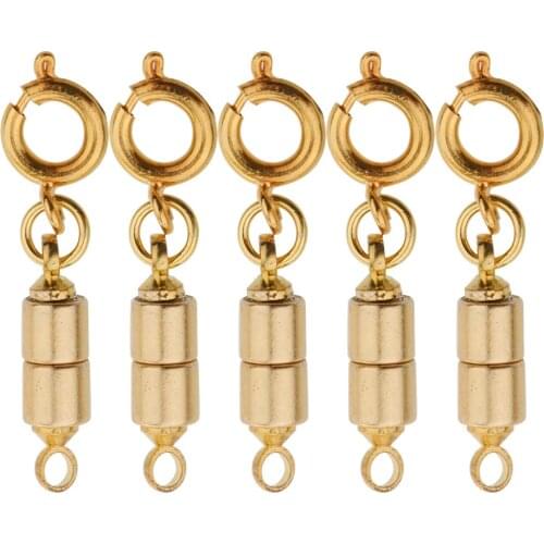 5 Sets Brass Durable Lobster Clasp Tube Magnetic Clasp Trigger Clip Jewelry Making Findings 4/5/6mm