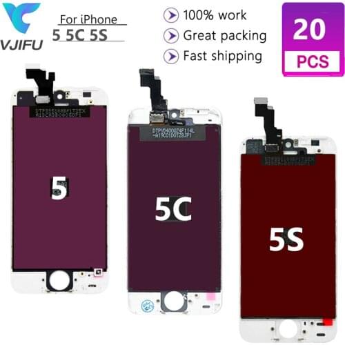 Factory Price 100% Test 20 Pcs LCD Display For iPhone 5 5S 5C Digitizer Mount With Touch Screen No dead pixels DHL Shipping