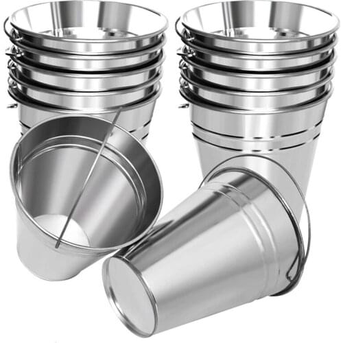 12Pcs Tinplate Toilet Multifunctional Fries Mini Tin Bucket Tinplate Bucket Tinplate Bucket Popcorn Ice Bucket