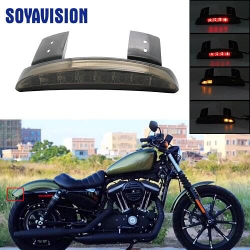 1x Motorcycle Chopped Fender Edge Tail Light Smoke Lens LED Red Stop Brake Rear Tail Light for Harley Sportster XL 883N 1200N