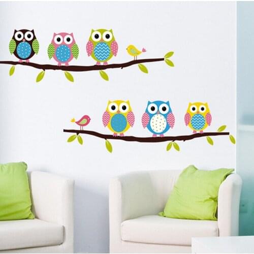3d DIY Six Owls On Tree Wall Sticker For Kids Rooms Wallpaper Stickers Art Decor Mural Kids Child Room Decal Home Decoration